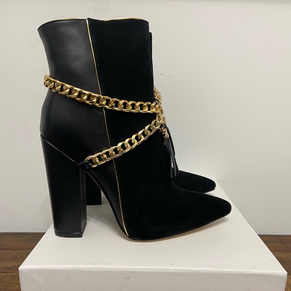 New Things II Come Keiisha Luxurious Chain Block Heel Boots - Picture 4 of 7